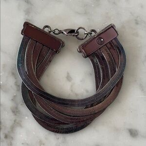GIVENCHY Dark Gunmetal Multi-Strand Herringbone Bracelet Vintage